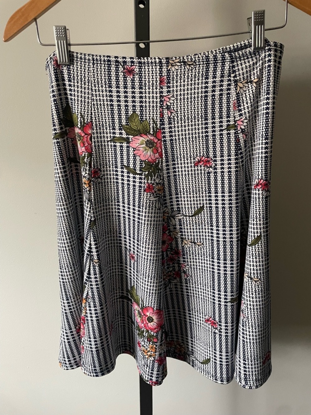 90s Y2K Vintage Vamp Whimsigoth Floral Midi Skirt A Line Grunge 1990s Flared